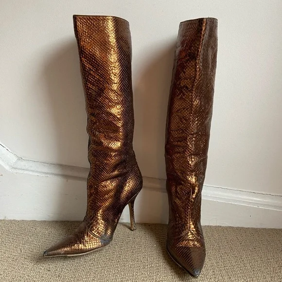 Jimmy Choo Mavis Python Metallic Boots - Picture 2 of 16